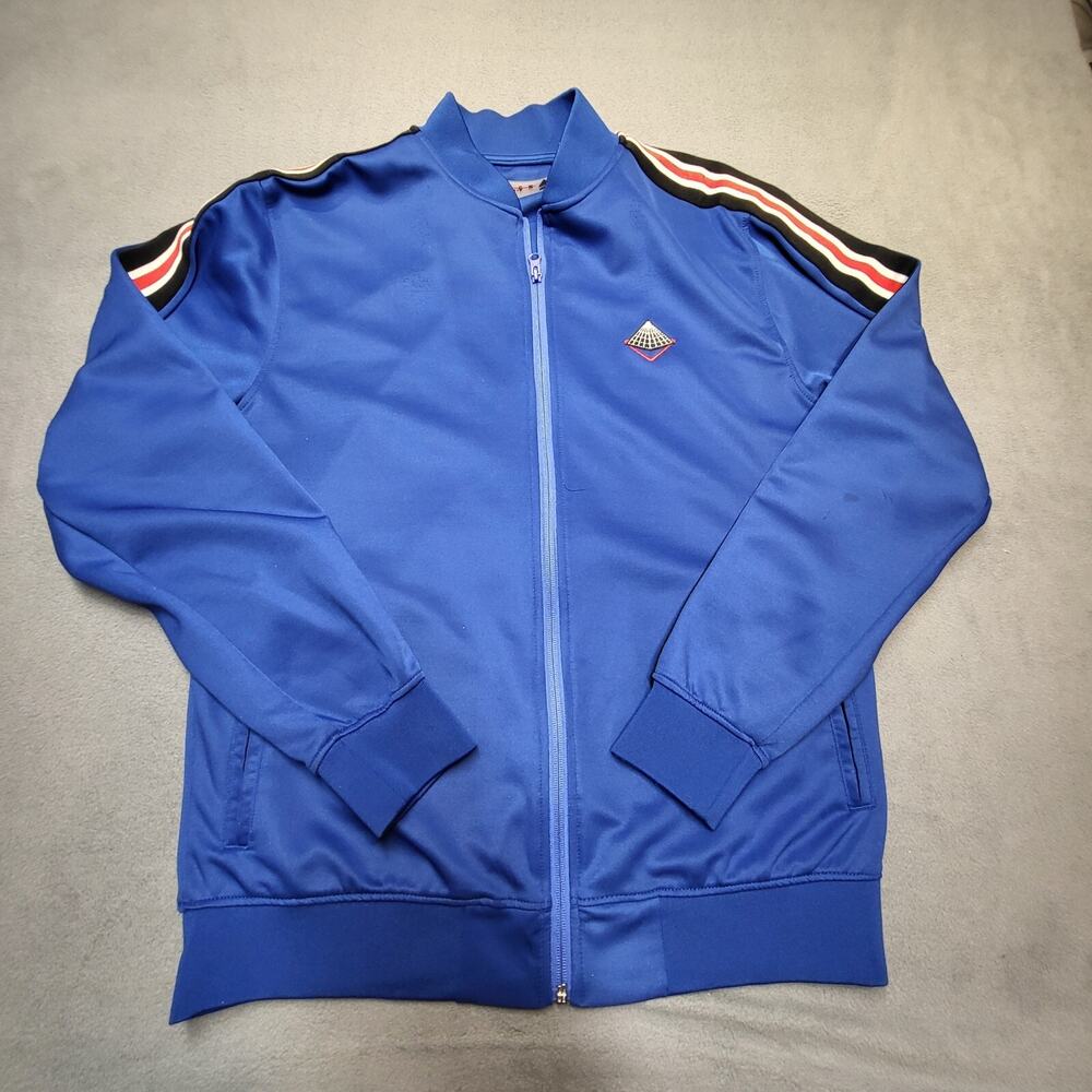 Black Pyramid Jacket Mens M Blue Full Zip Long Sleeve Track Stripe